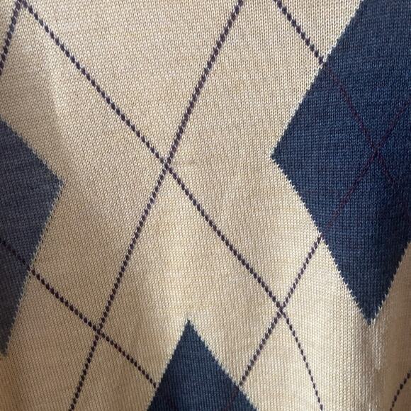 Men's Black Brown 1826 Wool Sweater Yellow Argyle XXL Big Tall Fall Winter - Picture 4 of 6